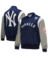 Mitchell & Ness Men's Navy/Gray New York Yankees Cooperstown Collection Team Origins Satin Full-Snap Jacket