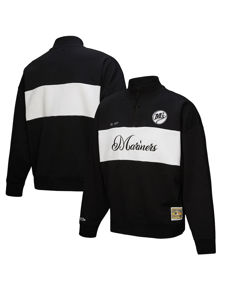 Mitchell & Ness Women's Black Seattle Mariners Quarter-Zip Pullover Top