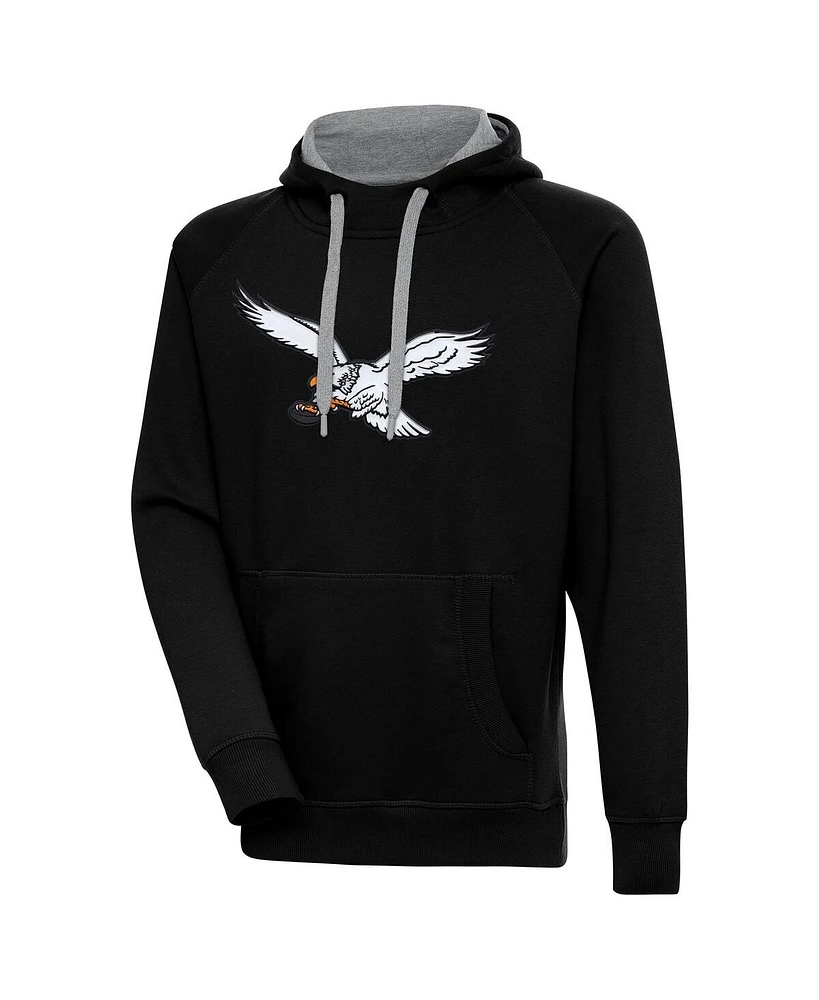 Antigua Men's Black Philadelphia Eagles Throwback Logo Victory Pullover Hoodie