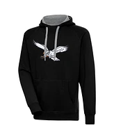 Antigua Men's Black Philadelphia Eagles Throwback Logo Victory Pullover Hoodie