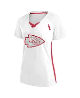 Fanatics Women's White Kansas City Chiefs Plus Glitter Lace-Up V- Neck T-Shirt