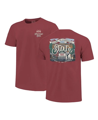 Image One Women's Maroon Mississippi State Bulldogs Comfort Colors Campus Scene Drawing Script T-Shirt