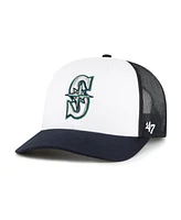 '47 Brand Men's White/Navy Seattle Mariners Freshman Trucker Adjustable Hat