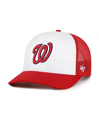 '47 Brand Men's White/Red Washington Nationals Freshman Trucker Adjustable Hat