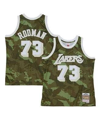 Mitchell & Ness Men's Dennis Rodman Camo Los Angeles Lakers Hardwood Classics 1998/99 Ghost Green Swingman Jersey