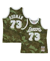Mitchell & Ness Men's Dennis Rodman Camo Los Angeles Lakers Hardwood Classics 1998/99 Ghost Green Swingman Jersey