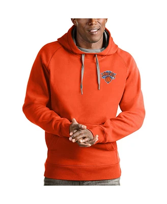 Antigua Men's Orange New York Knicks Victory Pullover Hoodie