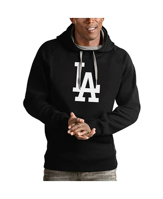 Antigua Men's Black Los Angeles Dodgers Victory Pullover Team Logo Hoodie