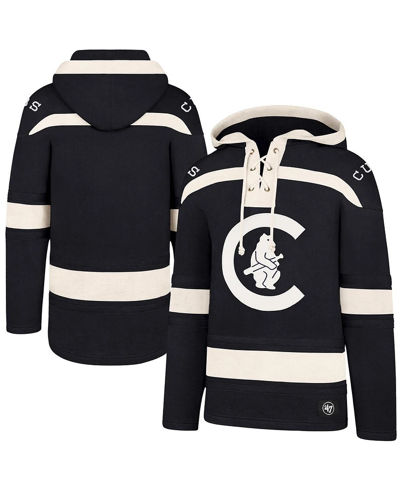 '47 Brand Men's Navy Chicago Cubs Superior Lacer Pullover Hoodie