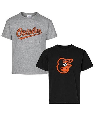 Soft as a Grape Big Boys and Girls Black/Gray Baltimore Orioles T-Shirt, Set of 2