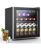 Cowsar 1.7 Cu.ft Beverage Refrigerator Cooler, 68 Can Mini Fridge Glass Door with Adjustable Shelves, Digital Temperature Display, Freestanding Small