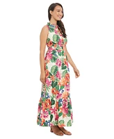 London Times Petite Printed Sleeveless Maxi Dress
