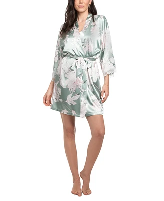 Linea Donatella Women's Athiya Satin Floral Wrap Robe