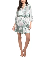 Linea Donatella Women's Athiya Satin Floral Wrap Robe