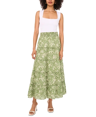 Vince Camuto Women's Cotton Tiered Smocked-Waist Maxi Skirt