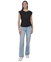 Dkny Jeans Petite Cotton Ruched Side-Tie Sleeveless Tee