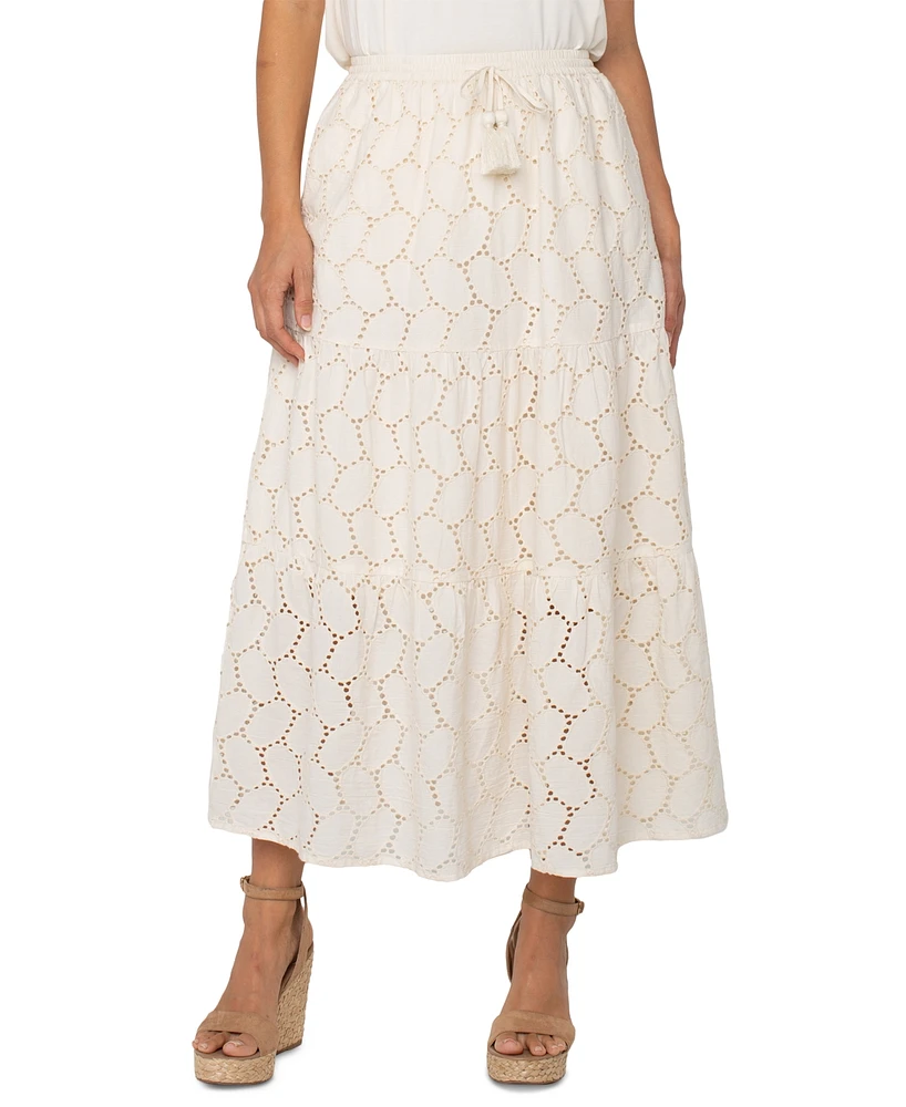 Liverpool Los Angeles Women's Cotton Eyelet Maxi Skirt