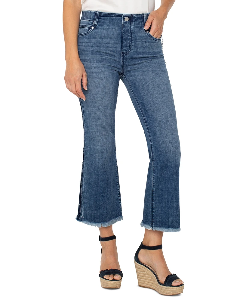 Liverpool Los Angeles Petite Gia Glider Frayed-Hem Cropped Flare Jeans