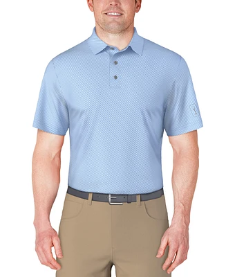 Pga Tour Men's Short Sleeve Micro Geo Print Polo Shirt