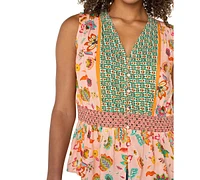 Liverpool Los Angeles Women's Printed Sleeveless Peplum Top