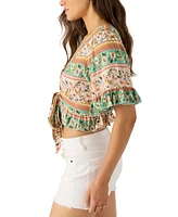 O'Neill Juniors' Harlow Printed Reversible Ruffled Crop Top