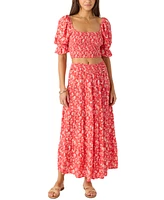 O'Neill Juniors' Luciana Printed Smocked-Waist Tiered Skirt