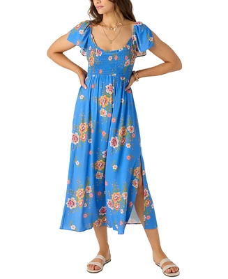 O'Neill Juniors' Larissa Printed Smocked Midi Dress