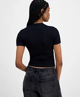 Hippie Rose Juniors' Seamless Crewneck Ribbed Tee
