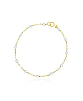 The Lovery Pearl Bead Chain Bracelet 14K Gold