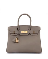Pre-Owned Hermes Birkin 30 Handbag Grey Epsom with Rose Gold Hardware