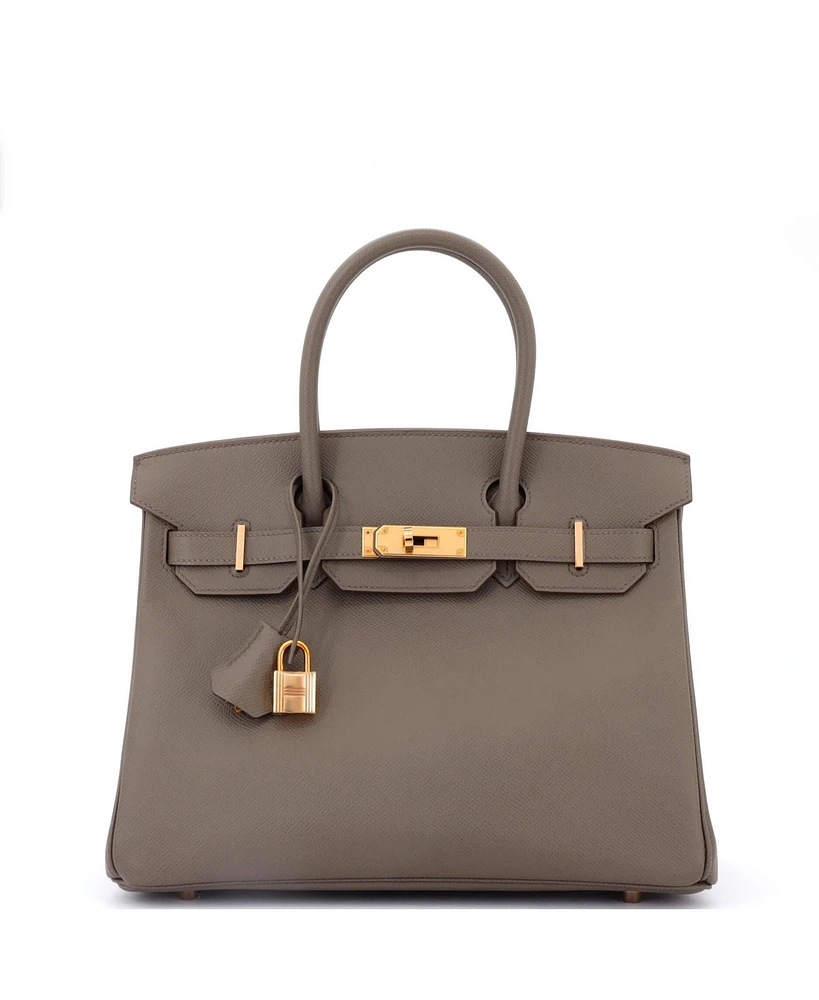 Pre-Owned Hermes Birkin 30 Handbag Grey Epsom with Rose Gold Hardware
