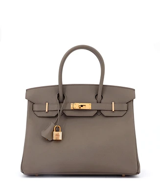 Pre-Owned Hermes Birkin 30 Handbag Grey Epsom with Rose Gold Hardware