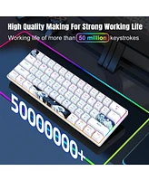 60% Mechanical Gaming Keyboard,61 Keys Blue Switches,Wired Mechanical Keyboard with Led Backlit,Compact Ergonomic Keyboard (White)