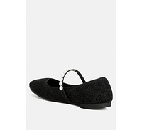 Corphee Pearl Strapped Glitter Ballerinas