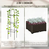 69 .75 in x 15.75 in Outsunny Raised Garden Bed with Trellis, Self-Watering Planter Box