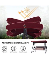 Aoodor Outdoor Rattan Patio Swing with Adjustable Canopy, Built-in Quick-drying Foam Seat, Stylish Design,for Porch,Garden,Yard