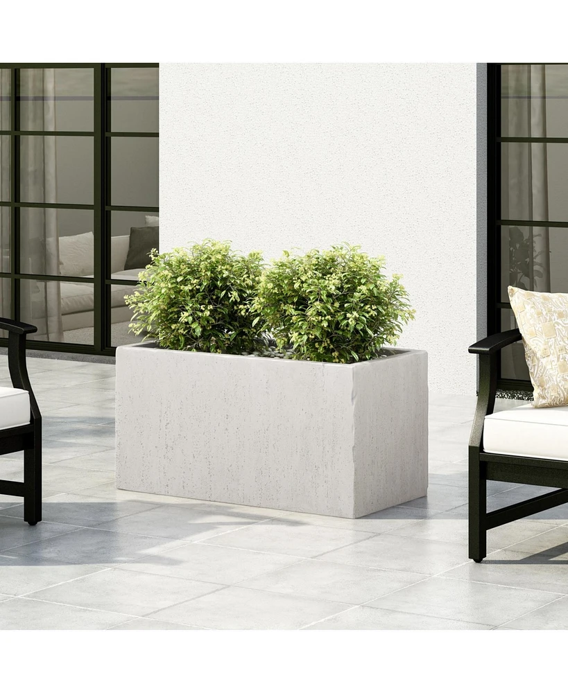 Effortless Outdoor Style: Stone-Like Rectangular Concrete Planter