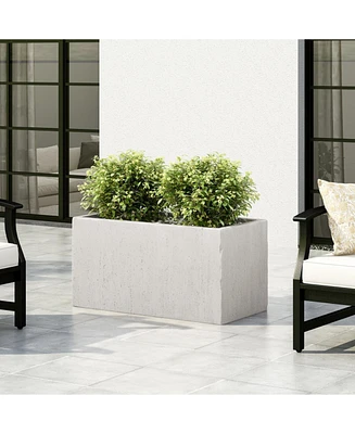 Effortless Outdoor Style: Stone-Like Rectangular Concrete Planter