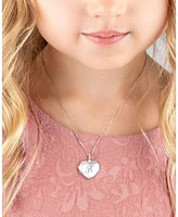 Tiny Blessings Big Girls Children's Sterling Silver Heart Locket & Engraved Initial 14-16" Necklace