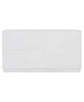 White Sideboard Cabinet with 4 Doors, Adjustable Shelves, and Silver Handles