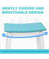 Aoodor Bar Stools Set of 2, 28'' Hdpe Counter Height Stools for Patio, Kitchen Island, Bar & Outdoor Use – Durable Weather-Resistant Saddle Sto