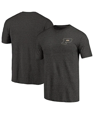 Fanatics Mto Label Men's Black Purdue Boilermakers Left Chest Distressed Logo Tri-Blend T-Shirt