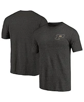 Fanatics Mto Label Men's Black Purdue Boilermakers Left Chest Distressed Logo Tri-Blend T-Shirt