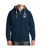 Antigua Men's Navy New York Rangers Logo Victory Full-Zip Hoodie
