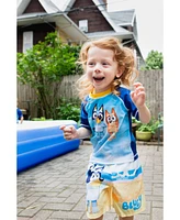 Bluey Baby Boys Upf 50+ Pullover Rash Guard Swim Trunks Outfit Set