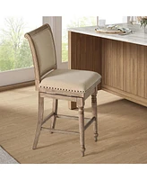 Rodolphe Bar Stool set with nailhead trims