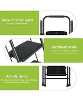 4-Step Steel Folding Step Stool Ladder with Wide Anti Slip Pedal and Safety Handle