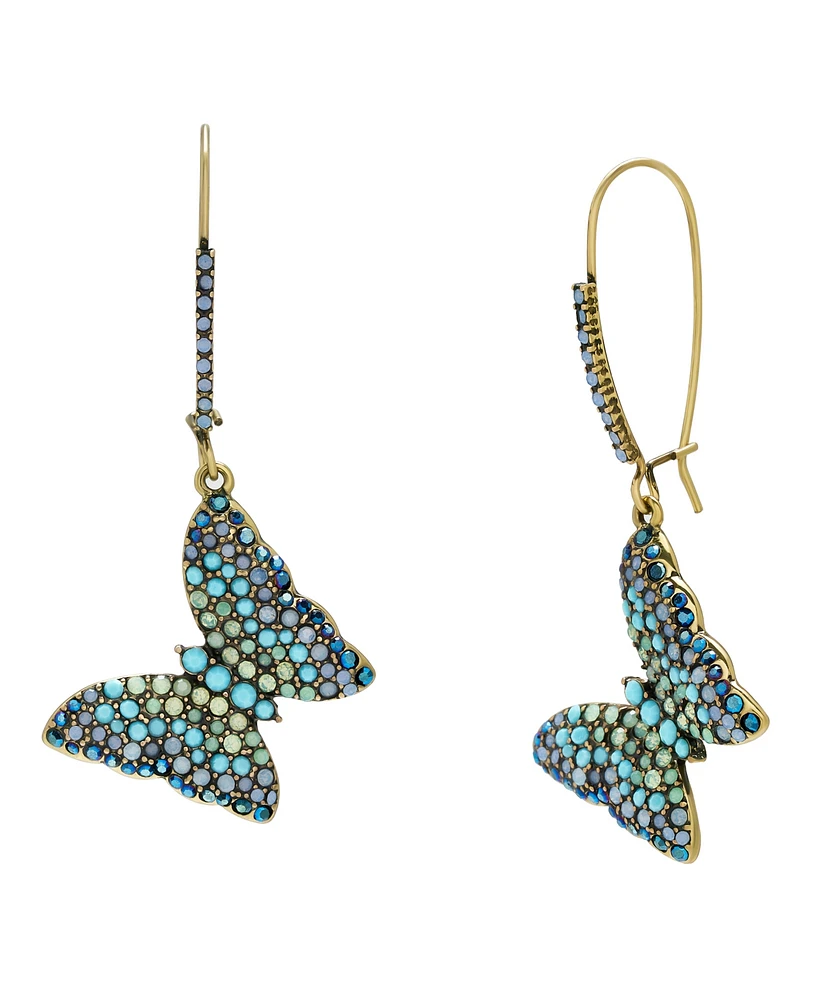 Betsey Johnson Faux Stone Boho Butterfly Dangle Earrings