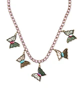 Betsey Johnson Faux Stone Boho Butterfly Bib Tennis Necklace