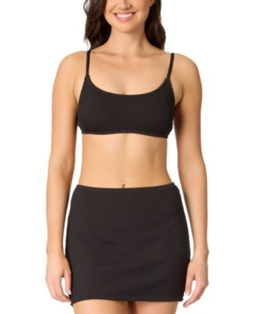 Salt Cove Juniors Scoop Neck Bralette Bikini Top Ribbed Pull On Cover Up Skirt Exclusively At Macys